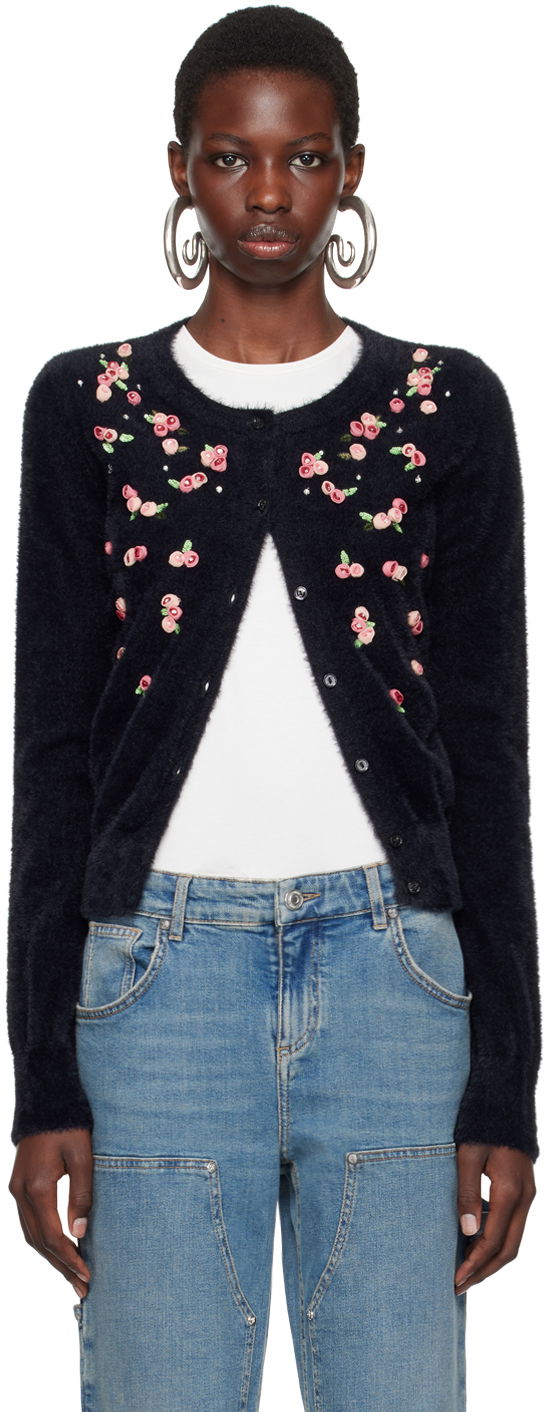 Džemper Blumarine Embroidered Rose Cardigan Plava | A422M485A