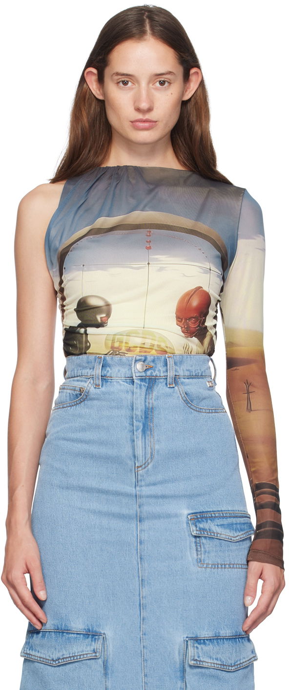 Majica kratkih rukava GCDS Creatures One-Shoulder T-Shirt Višebojno | A2CW2801TE3