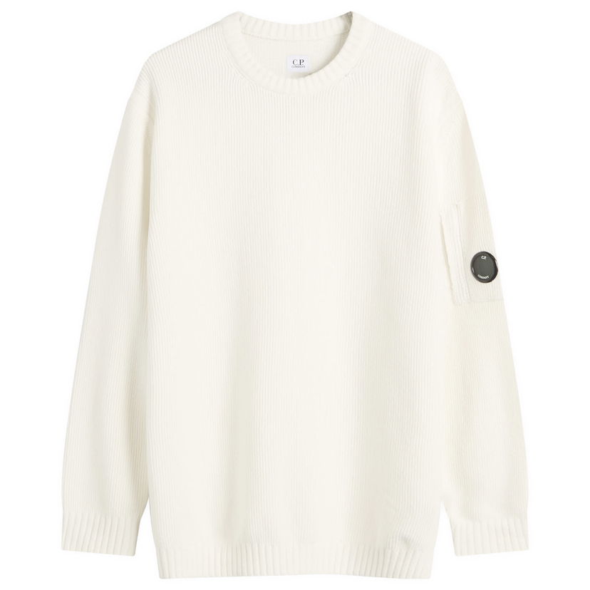 Džemper C.P. Company Chenille Ribbed Knit Jumper, Size Large Bijela | 19CMKN017A-005558G-103