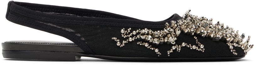 Dodaci Dries Van Noten Dries Van Noten Embellished Mesh Slingback Ballerinas Crna | WS251-1617-800