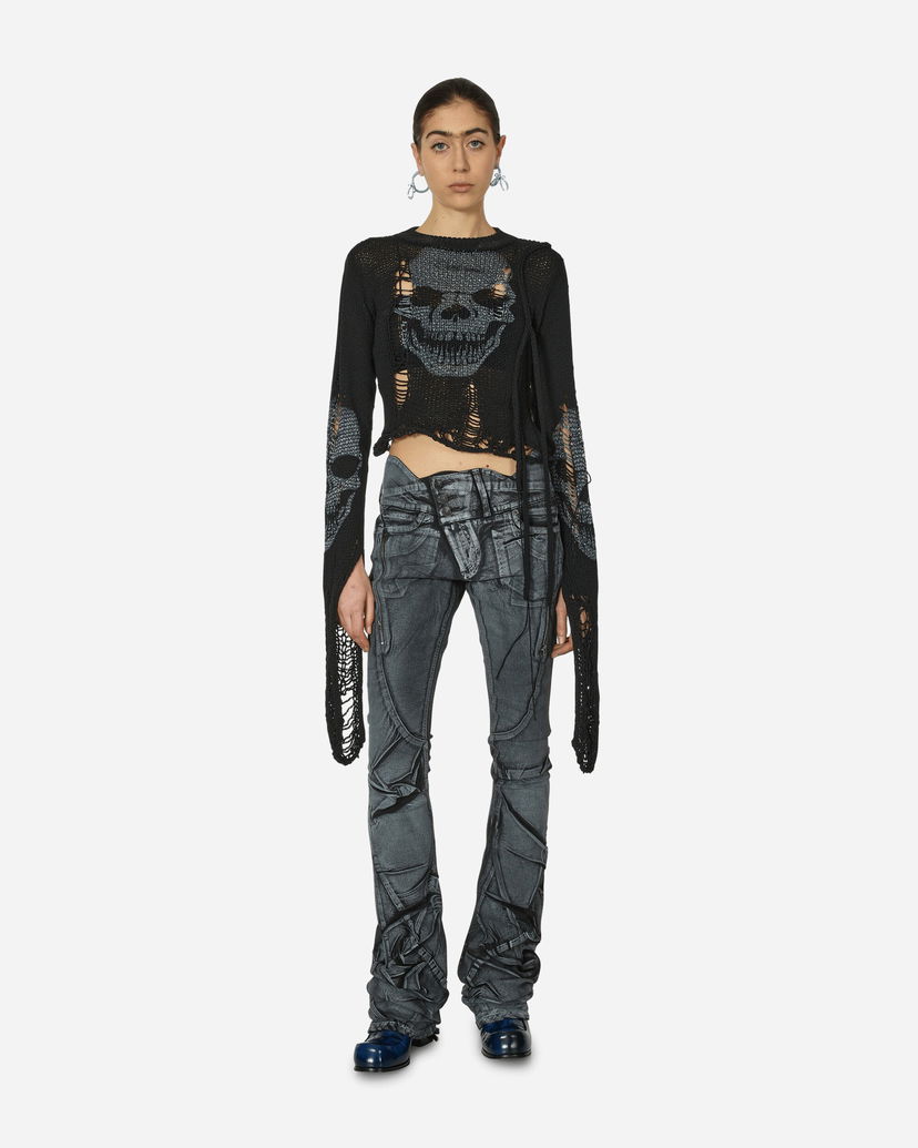 Džemper Ottolinger Distressed Skull Knit Sweater Crna | 708203 BLACK