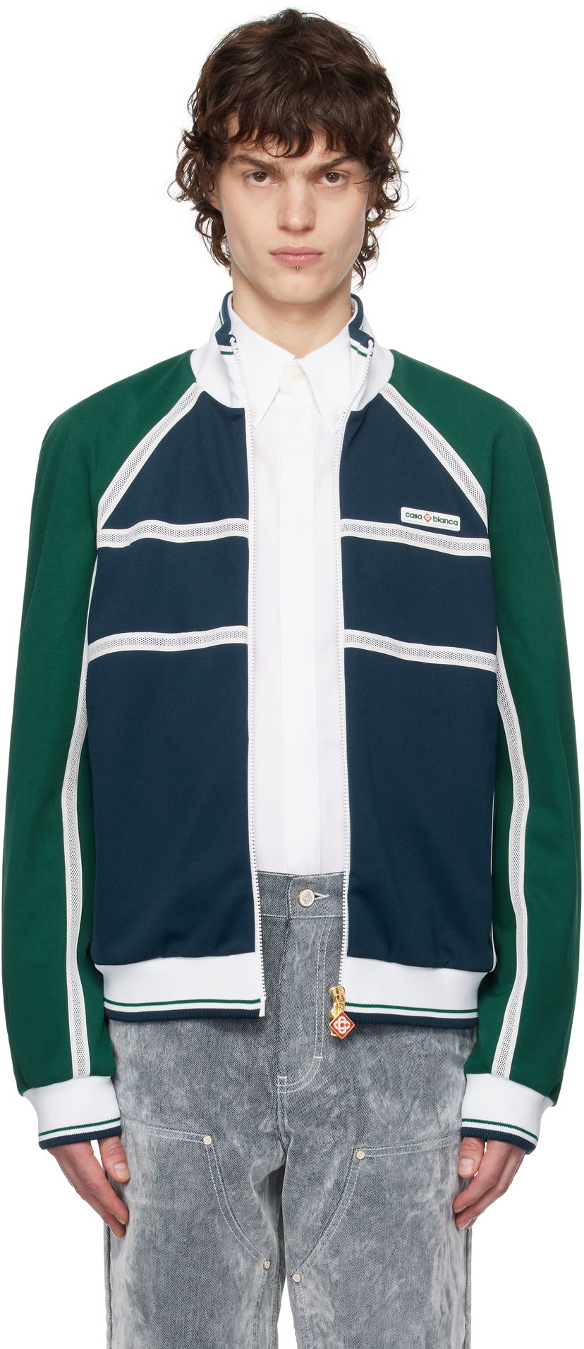 Bomber jakna Casablanca Casablanca Mesh Tape Track Jacket Tamnoplava | MPS25-JTP-320-01