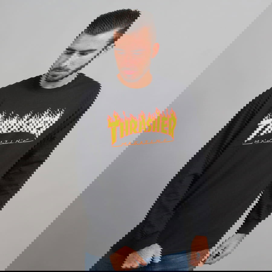 Majica kratkih rukava Thrasher Flame Logo Tee Crna | 024771, 0