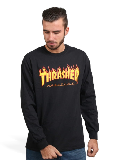 Majica kratkih rukava Thrasher Flame Logo Tee Crna | 024771