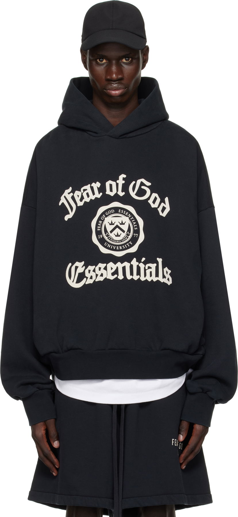 Dukserice Fear of God Fear of God ESSENTIALS Heavy Fleece Vintage Shrunken Hoodie Crna | 192HO246210F