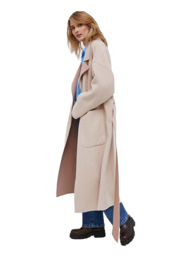 Kaputi CALVIN KLEIN Tied-waist Wool Coat Bež | K20K205855