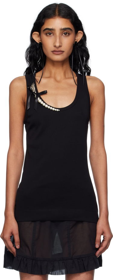 Majica bez rukava Simone Rocha Simone Rocha Pearl Chain Tank Top Crna | 5375B 0553, 0