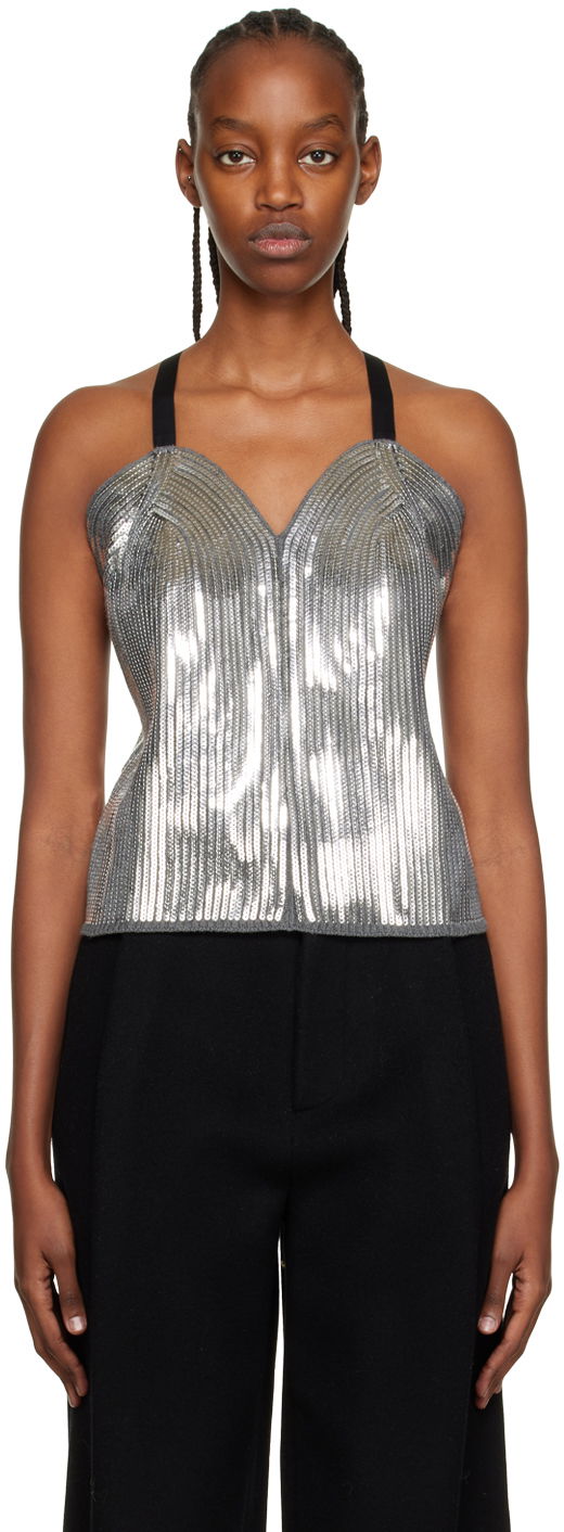 Grudnjak We11done We11done Sequin Camisole Top Siva | WD-KT3-22-656-W-SV