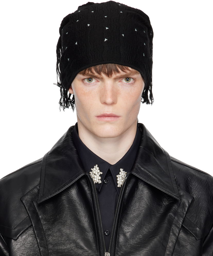 Kapica KIKO KOSTADINOV Kiko Kostadinov Tarr Knit Beanie with Fringe Crna | KKAW25KN11-116