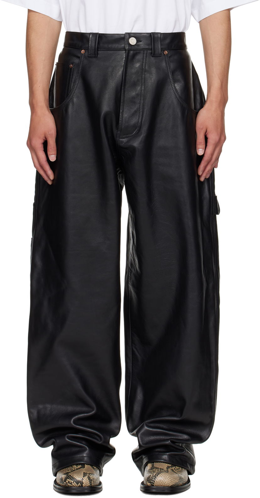 Hlače VETEMENTS VETEMENTS Hip Hop Leather Pants Crna | UH76LP250B