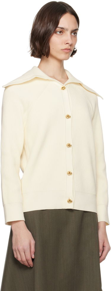 Džemper Bottega Veneta Bottega Veneta Rib Knit Cotton Cardigan Bijela | 829580 V59X0, 1