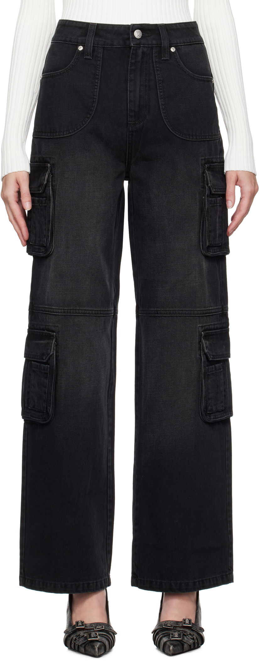 Cargo hlače MISBHV Washed Cargo Jeans Crna | 241W300