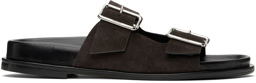 Njega cipela Aeyde Aeyde Meena Suede Double Buckle Slides Crna | A11-FS-FOXR08FL174-SS25-953-022
