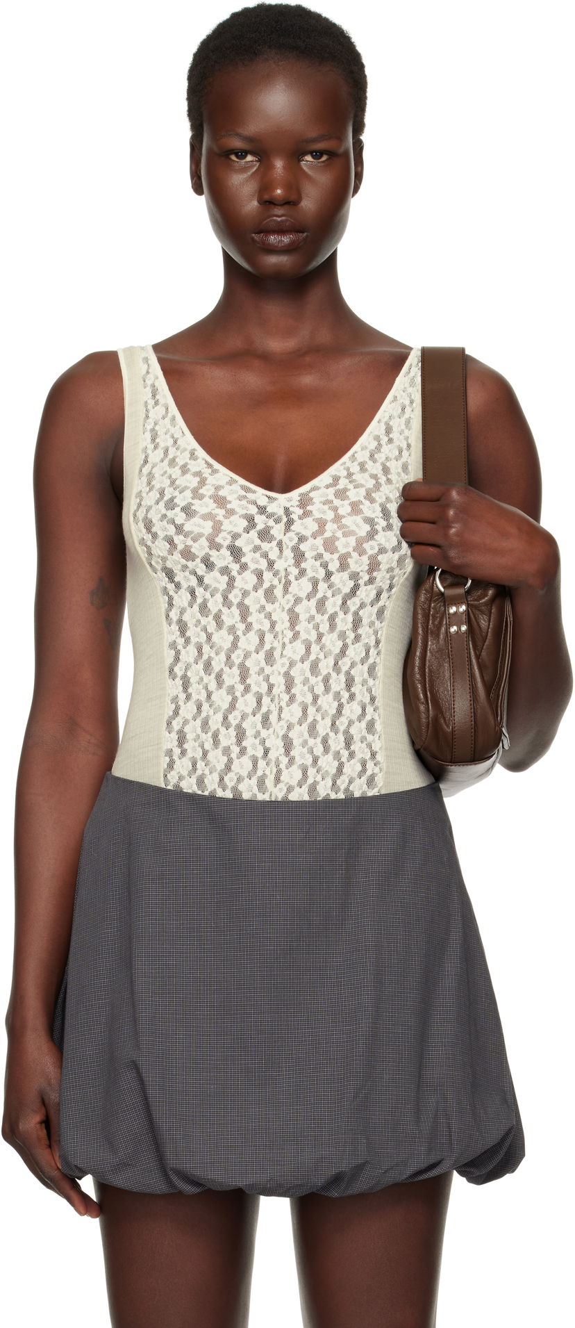 Suknja Baserange Lace Bodysuit Siva | ONCR-LA-SP25