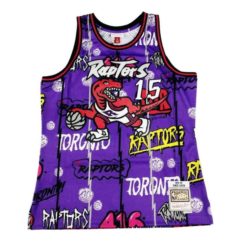 Majica bez rukava Mitchell & Ness Raptors Graphic Print Jersey Ljubičasta | TFSM4768-TRA98VCAPURP