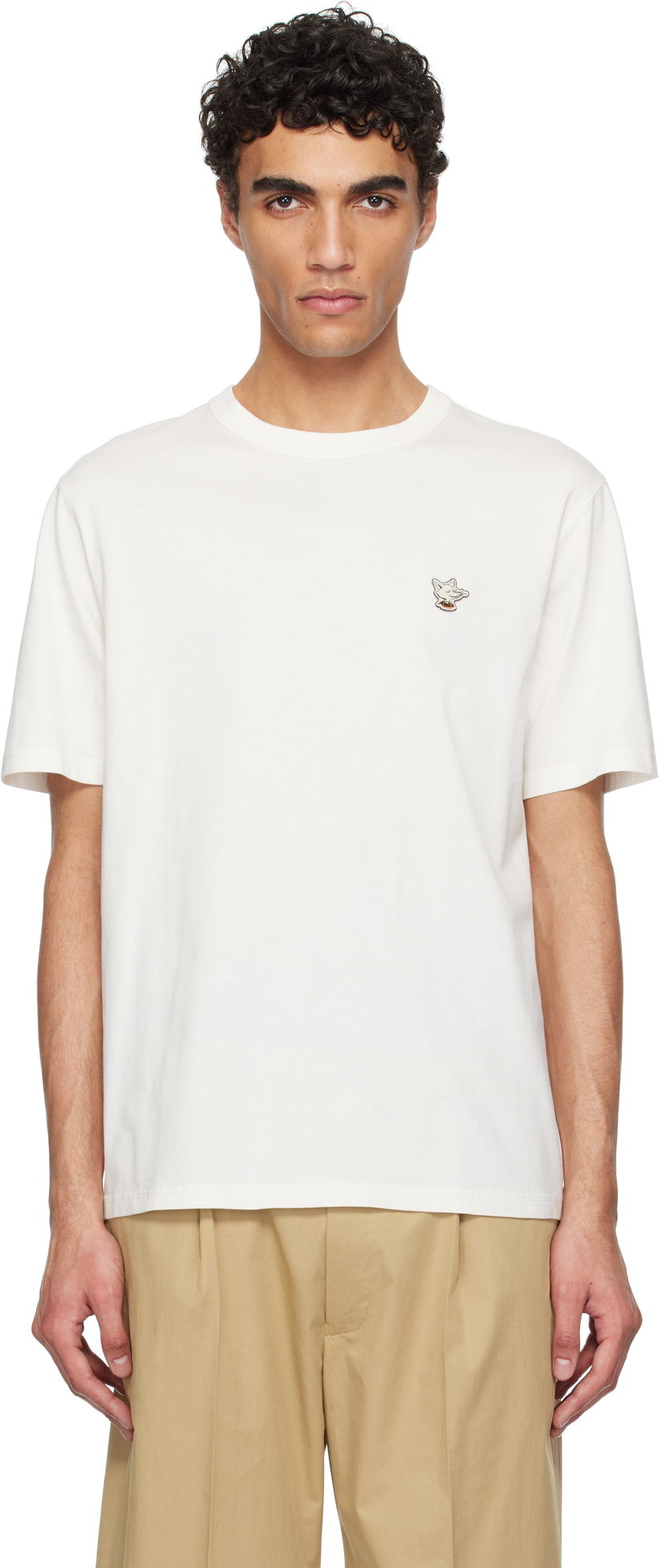 Majica kratkih rukava MAISON KITSUNÉ Maison Kitsuné Barista Fox Patch Relax T-Shirt Bijela | CKNU00102KJ7014