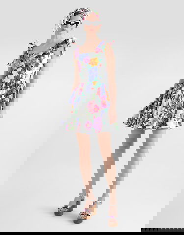 Haljina Dolce & Gabbana Dolce & Gabbana Rose-print Corset Pleated Dress Višebojno | F6ZT2THS5S6HA5KT, 1