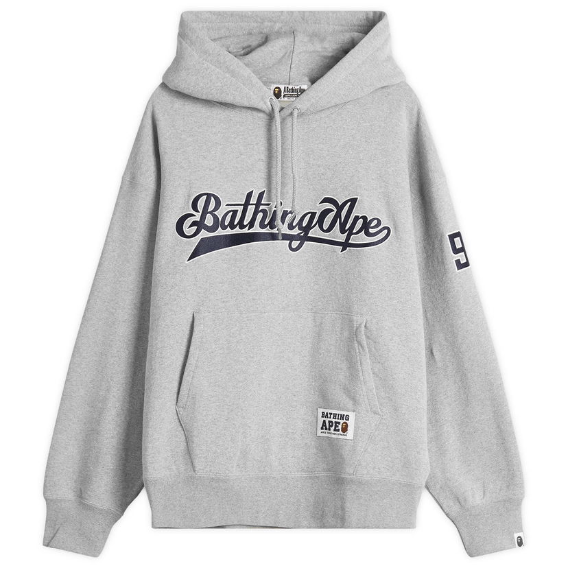 Dukserice BAPE Bathing Ape Baseball Logo Relaxed Fit Pullover Hoodie Siva | 001PPL301004M-GRY