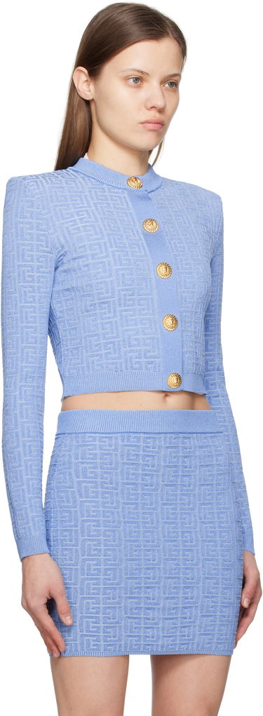 Džemper Balmain Balmain Labyrinth Knit Cropped Cardigan Ružičasta | EF1KL196KI02, 4