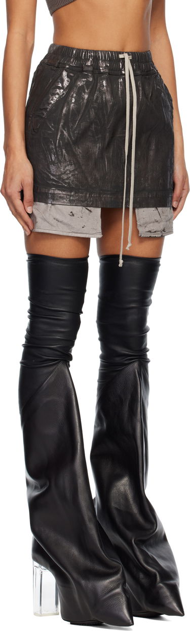 Suknja Rick Owens Concordians Fog Distressed Drawstring Miniskirt Crna | DS02E7321 SBZMC, 1