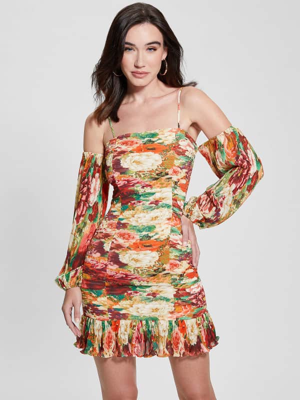 Haljina GUESS Floral Print Mini Dress Višebojno | W4RK0LWFVI2