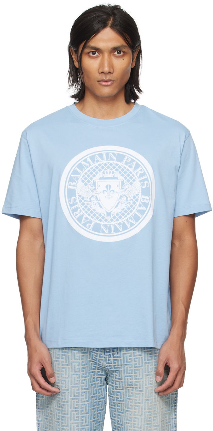 Majica kratkih rukava Balmain Coin T-shirt Plava | CH1EG000BB17