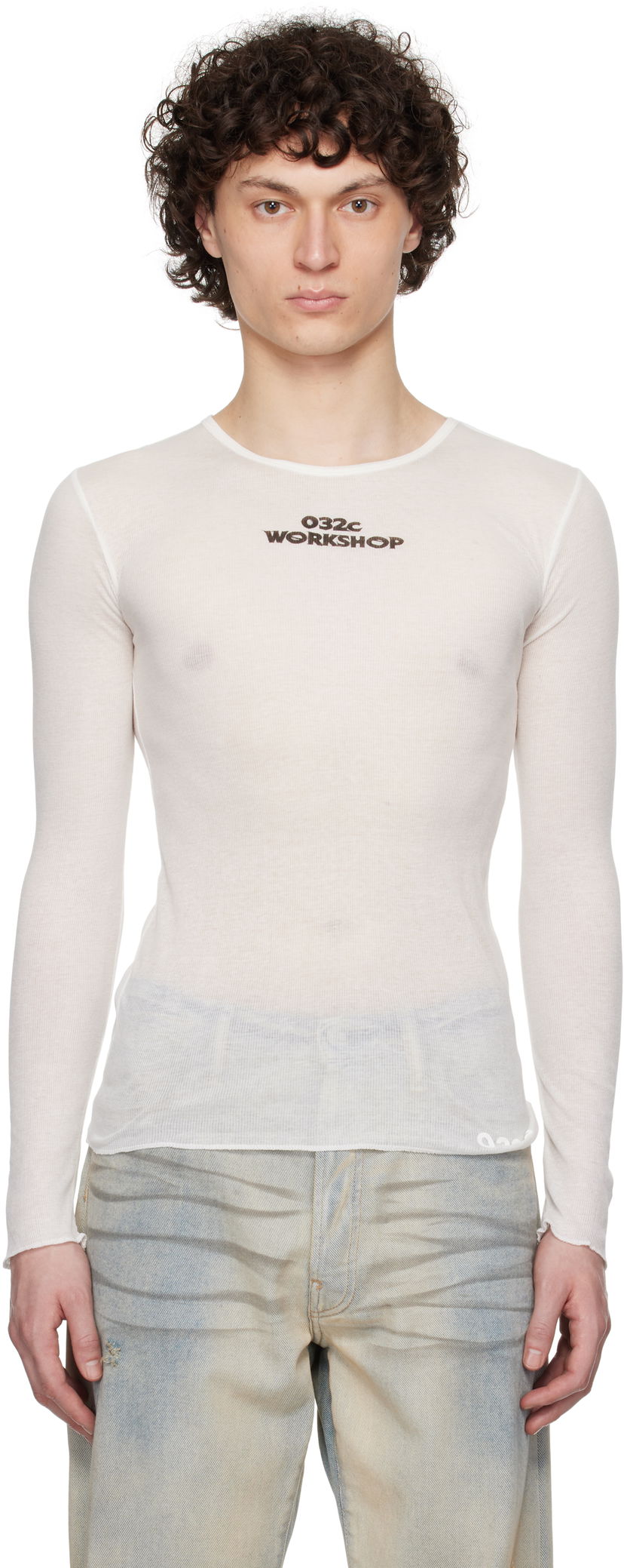 Majica kratkih rukava 032C 032c 'Black Sun' Fine Rib Longsleeve T-Shirt Bijela | S25-URC-0281-100