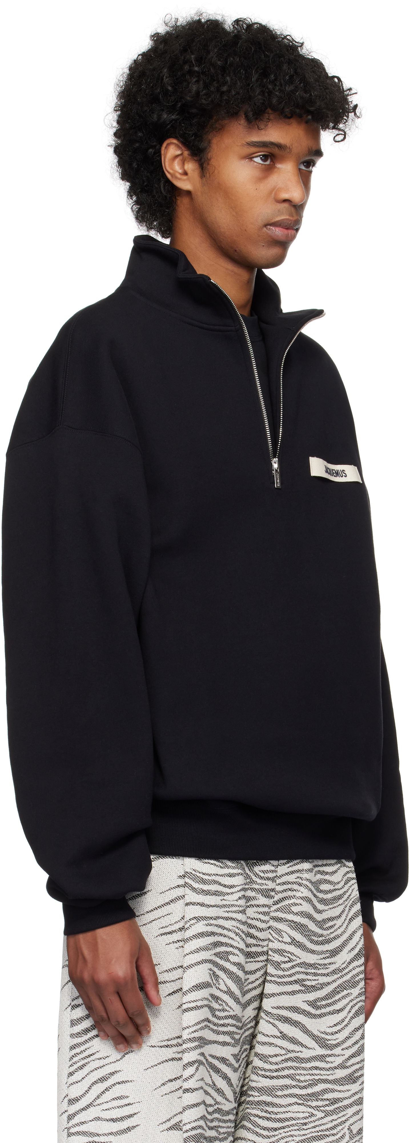 Džemper Jacquemus Jacquemus Gros Grain Zipped Rollneck Sweatshirt Crna | 25E255JS283-2458, 1