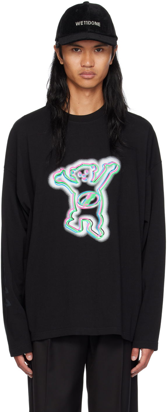 Majica kratkih rukava We11done Colorful Teddy Print Long Sleeve T-Shirt Crna | WD-TT3-22-833-U-BK