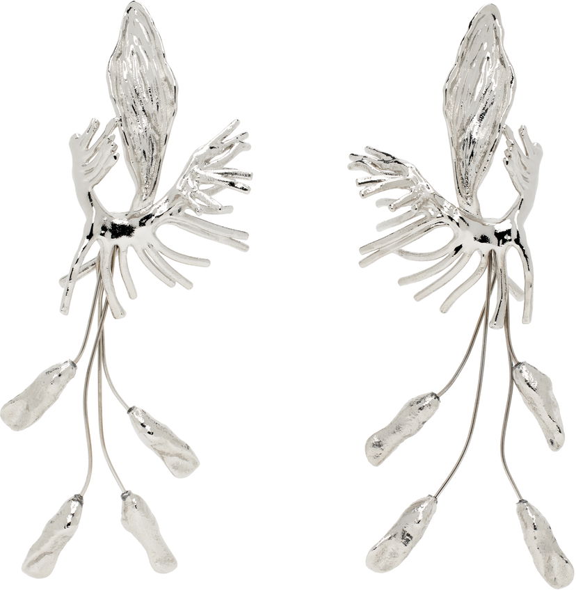Naušnice Dries Van Noten Dries Van Noten Graphic Drop Earrings Metalik | 251-018213-046