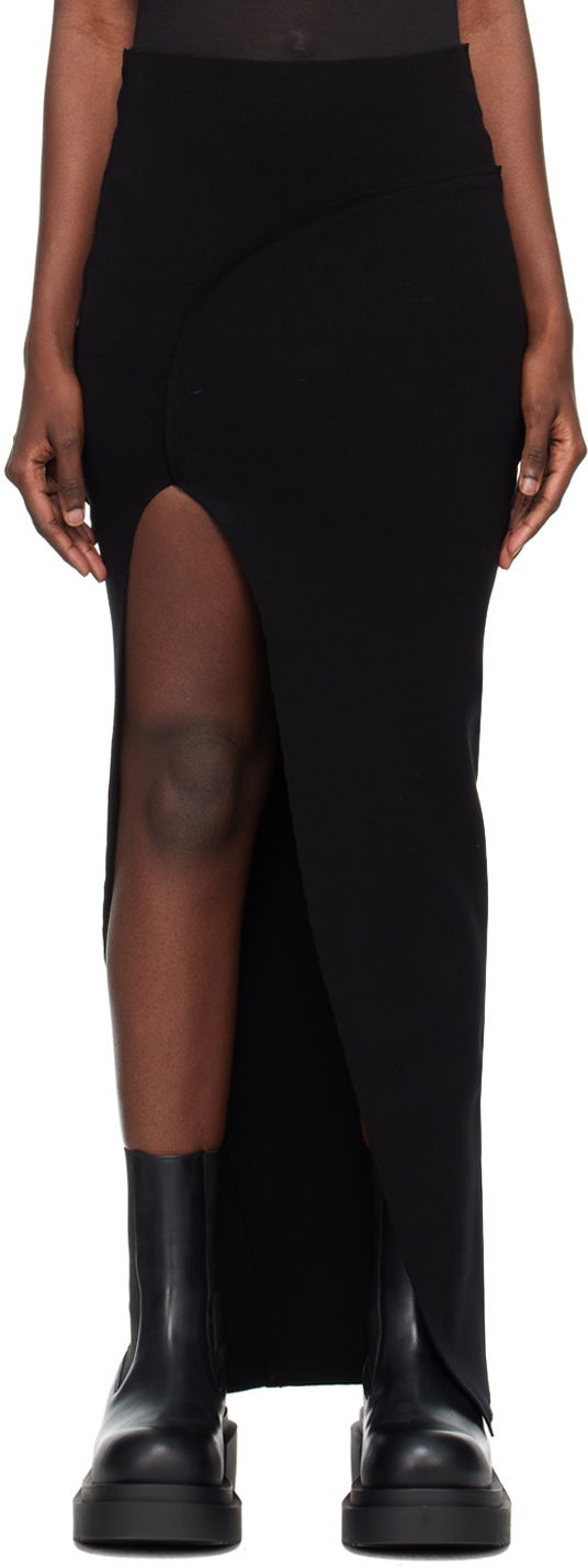 Suknja Rick Owens Asymmetric Maxi Skirt Crna | RP02C1696 KST