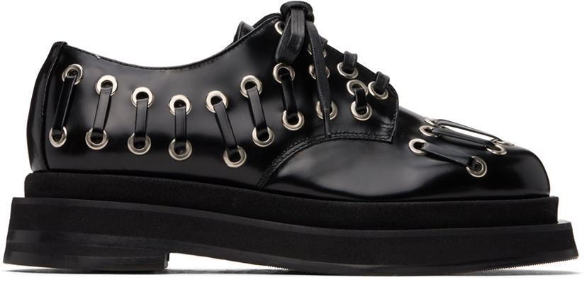 Haljina Simone Rocha Simone Rocha Heart Toe Platform Grommet Brogues Crna | LOF2 0740