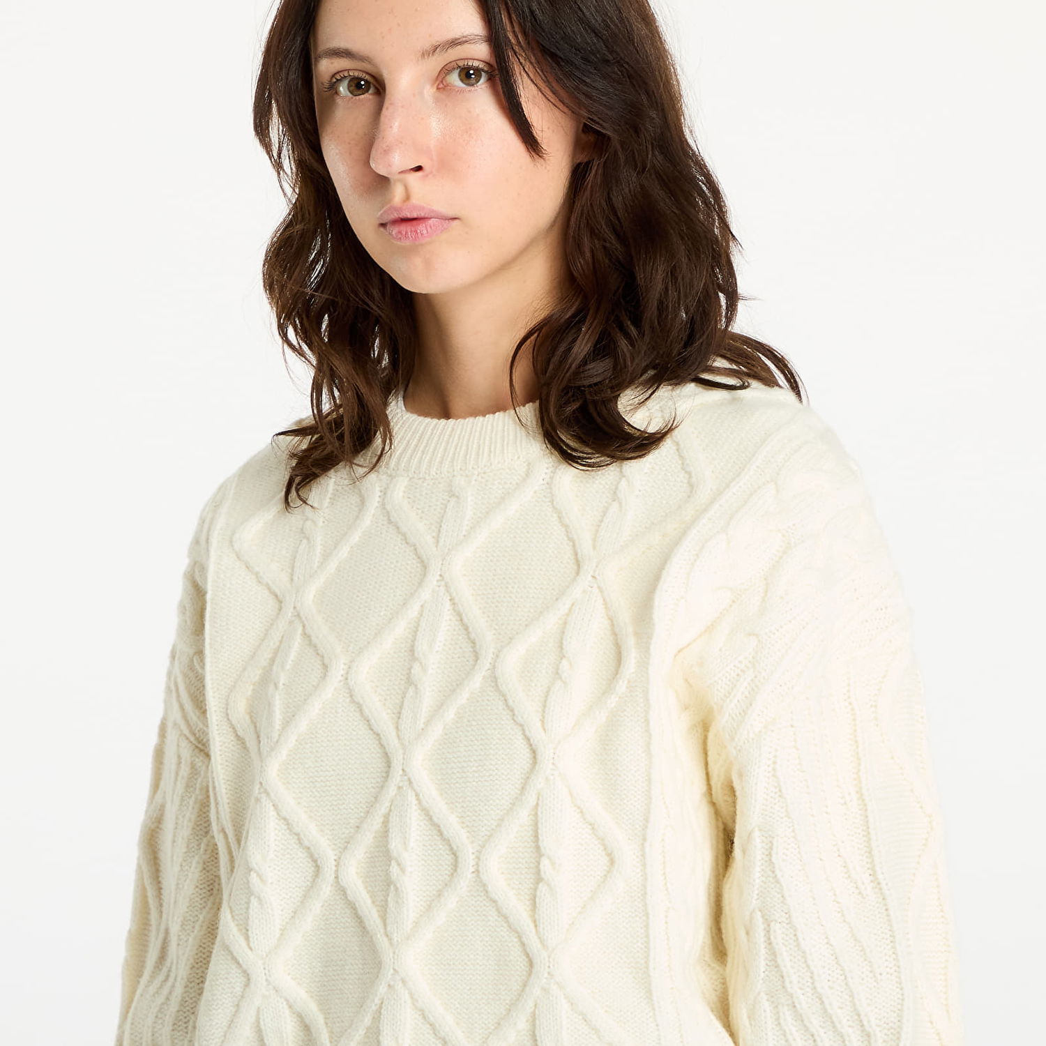 Džemper Wrangler Cable Knit Sweater Worn White Bijela | 112356472, 1