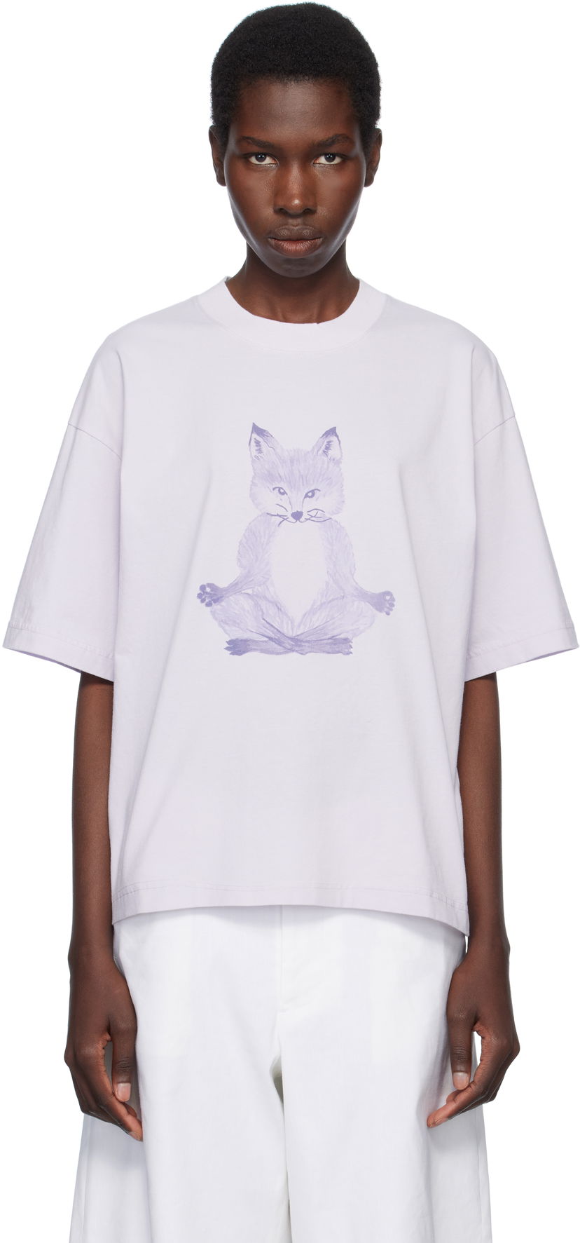 Majica kratkih rukava MAISON KITSUNÉ Maison Kitsuné Yoga Fox Boxy T-Shirt Ljubičasta | OW00123KJ0008
