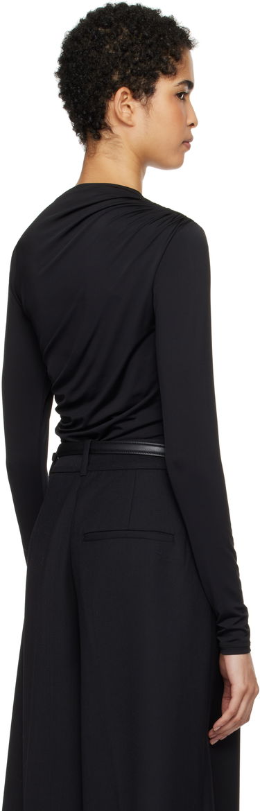 Majica kratkih rukava Anine Bing Anine Bing Bray Draped Jersey Top Crna | A-08-10037-BLK29, 2