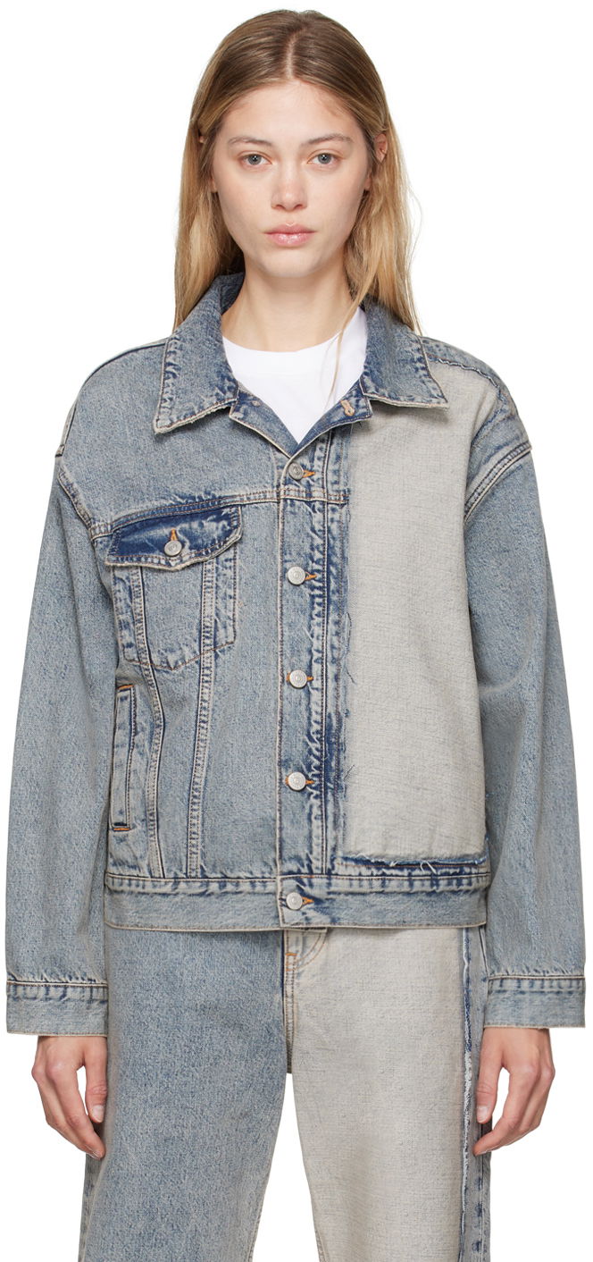 Jakna Maison Margiela MM6 Blue Paneled Denim Jacket Siva | S52AM0307 S30844