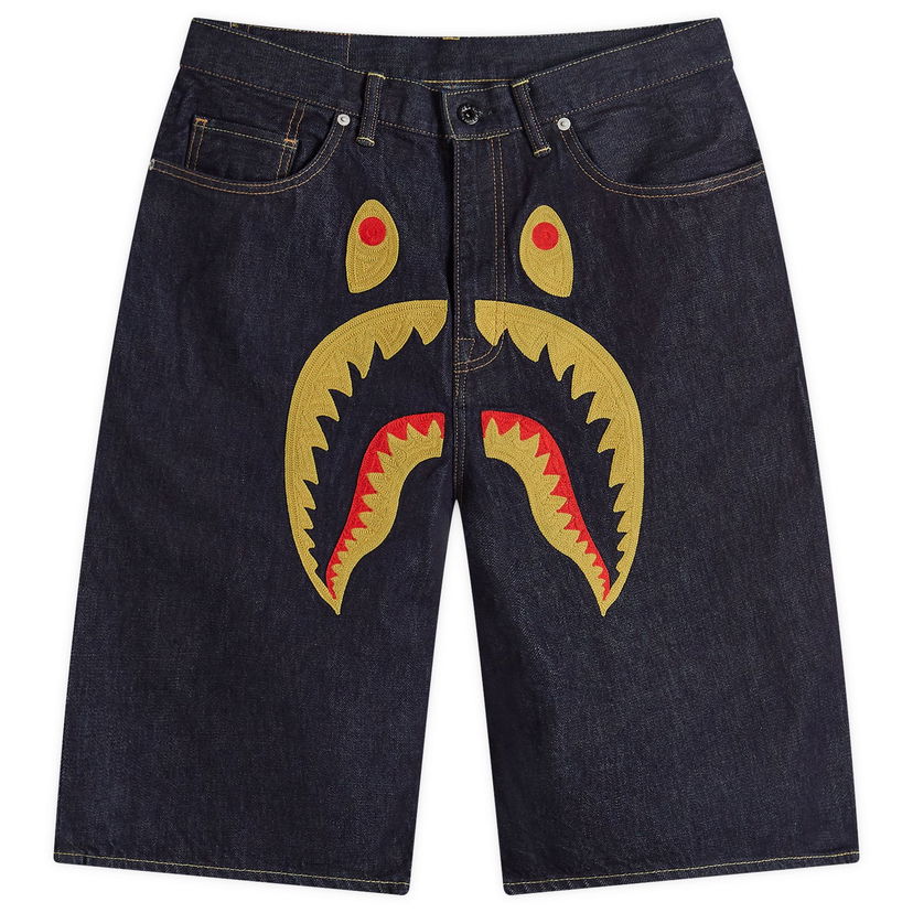 Kratke hlače BAPE A Bathing Ape Shark Denim Shorts Tamnoplava | 001DSK301002M-IND