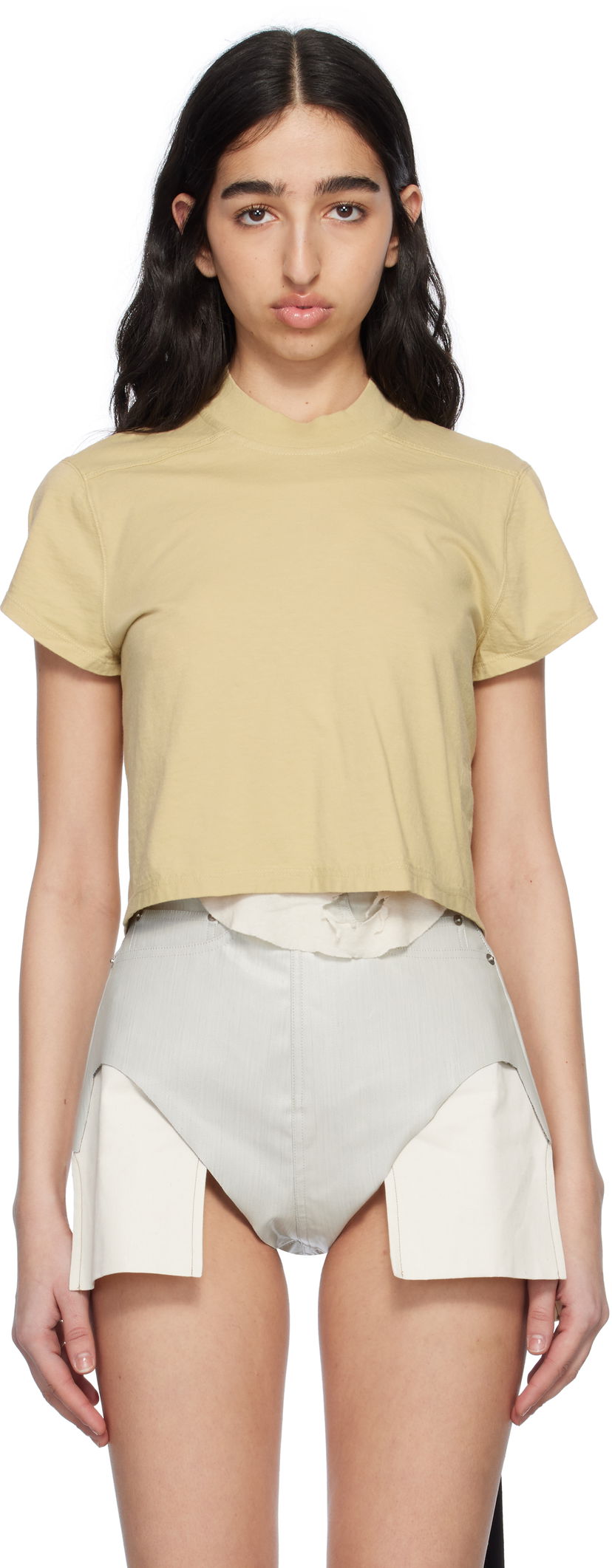 Crop top Rick Owens Rick Owens DRKSHDW Hollywood Cropped Level Tee Žuta | DS01E3207 RN
