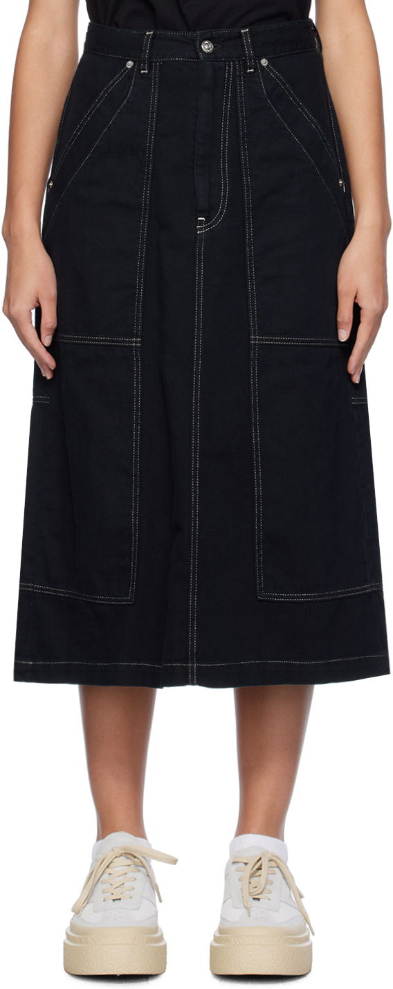 Suknja Maison Margiela MM6 Paneled Denim Midi Skirt Crna | S62MI0015 M30002