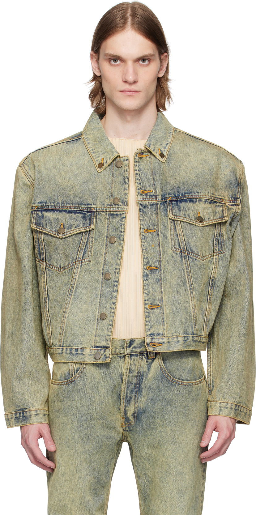 Jakna Entire Studios Entire Studios Shrunken Denim Jacket Žuta | ESU-S25-11002-SW