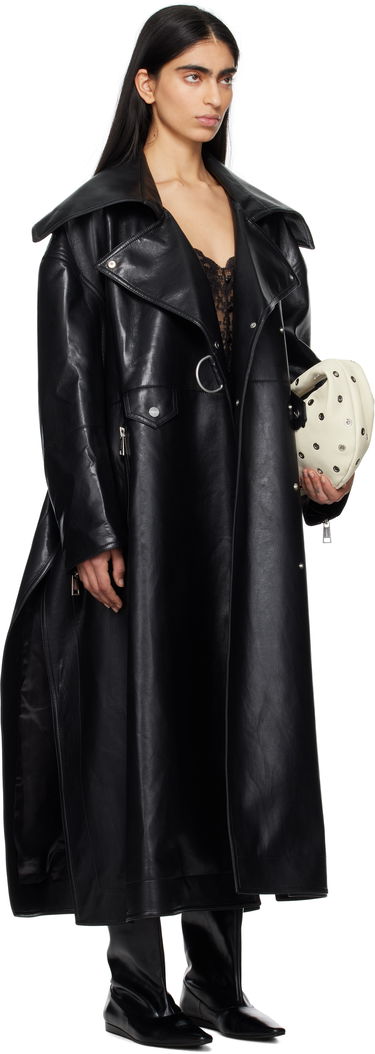 Trenčkot Nanushka Nanushka Teca Regenerated Leather Trench Coat Crna | NW25RSOW14099, 1