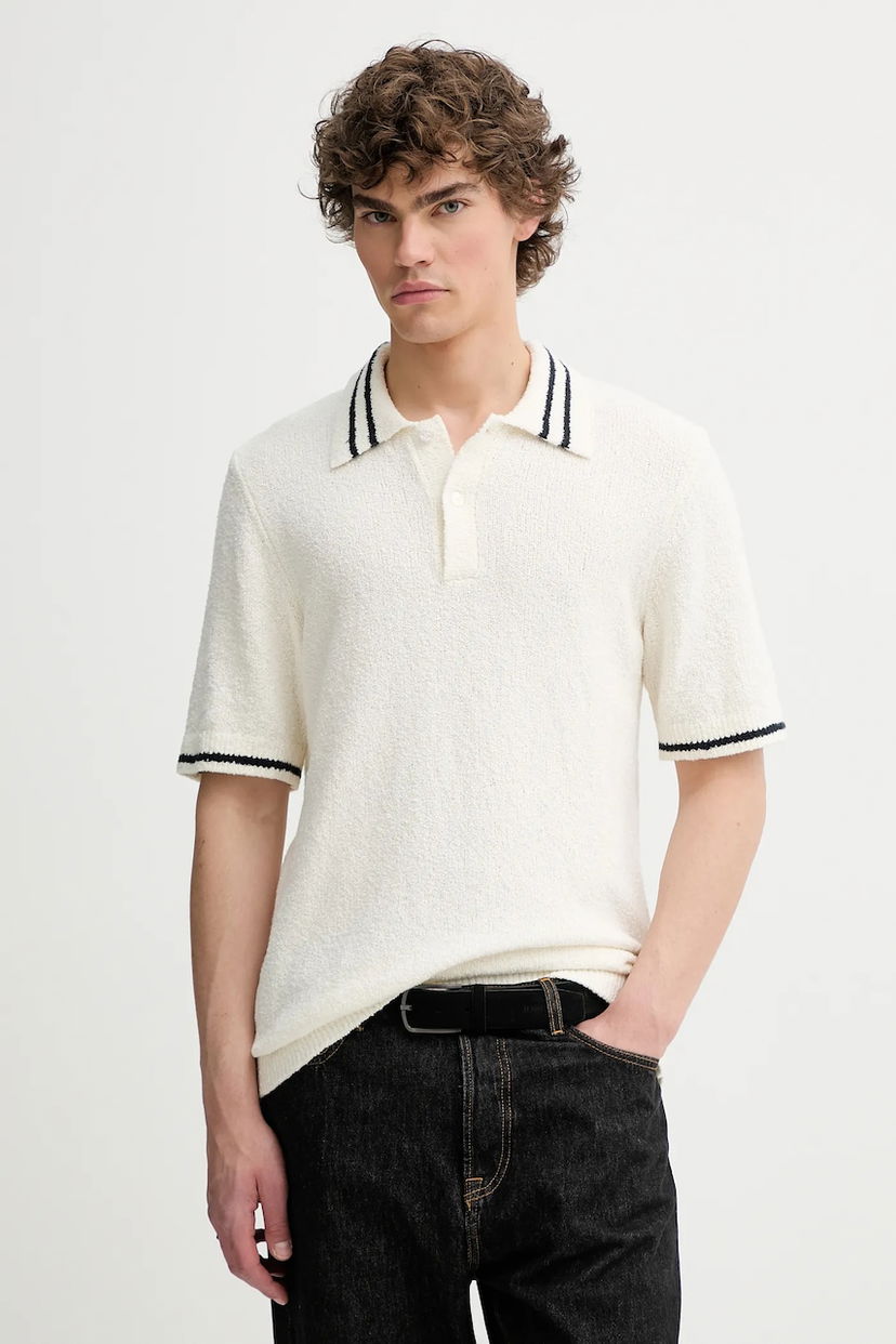 Polo majica Samsoe Samsoe Short-sleeved Knit Polo shirt SAPEDRO Bijela | M25200017