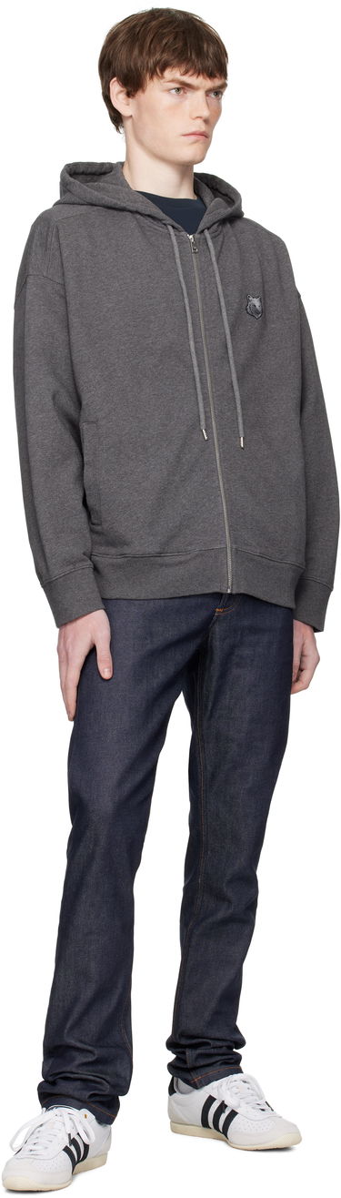 Dukserice MAISON KITSUNÉ Kitsuné Fox Head Patch Oversize Fullzip Hoodie Siva | PM02138KM0340, 3