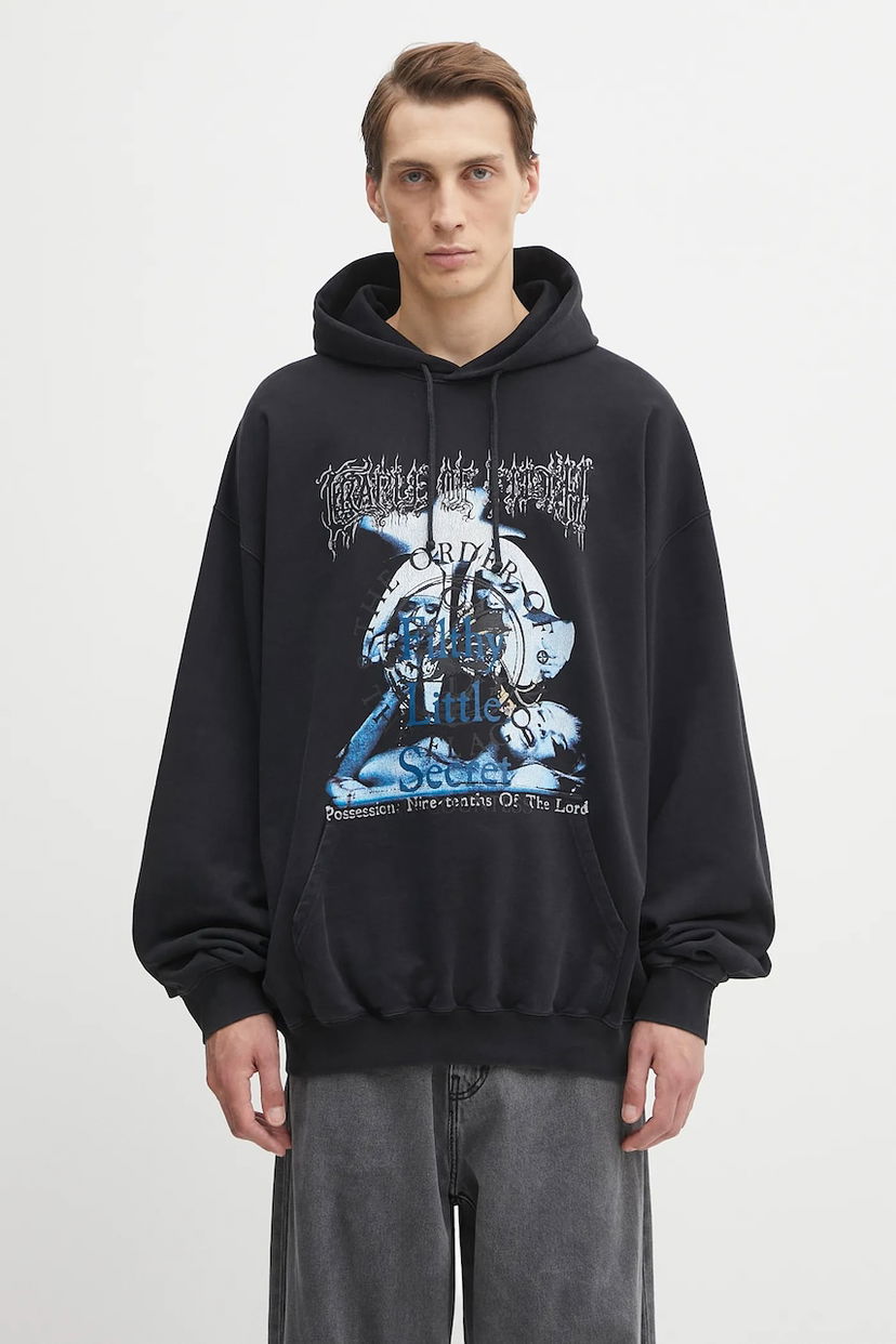 Dukserice VETEMENTS Cotton Cradle of Filth Filthy Secret Oversized Printed Hoodie Crna | UCF76HD600B