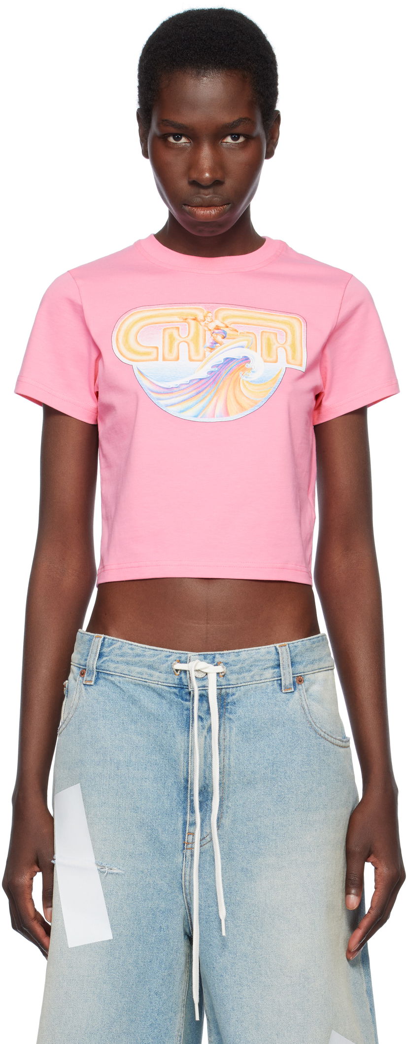 Crop top Casablanca Casablanca Casa Surf Cropped T-Shirt Ružičasta | WS25-JTS-009-05