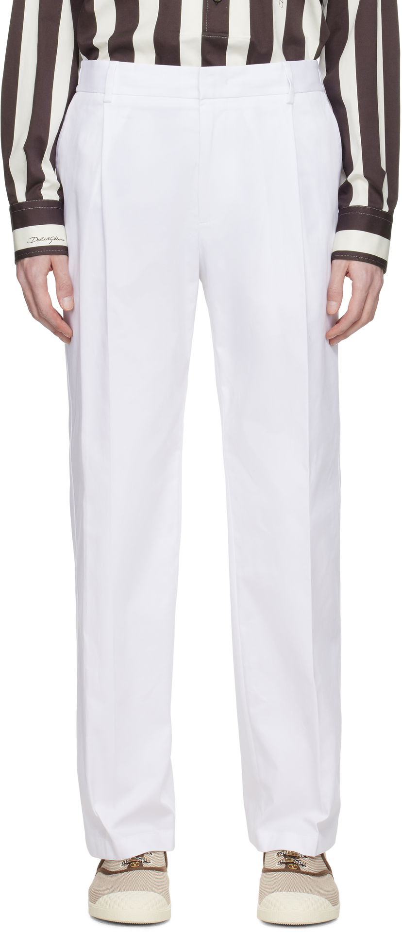 Hlače Dolce & Gabbana Dolce&Gabbana Gabardine Trousers Bijela | GP0K7TFUFNV