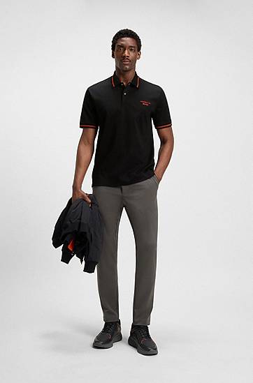 Polo majica BOSS Porsche x BOSS Cotton Polo Shirt with Moisture Control Crna | 50543257, 1