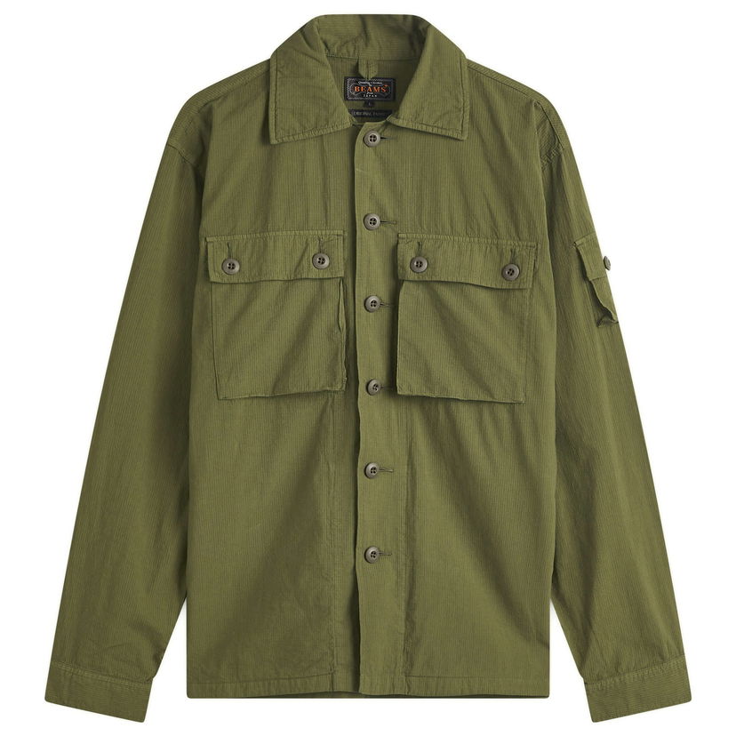 Košulja BEAMS Beams Plus Textured Ripstop Shirt Jacket, Size Large Zelena | 3818-0641-791-67