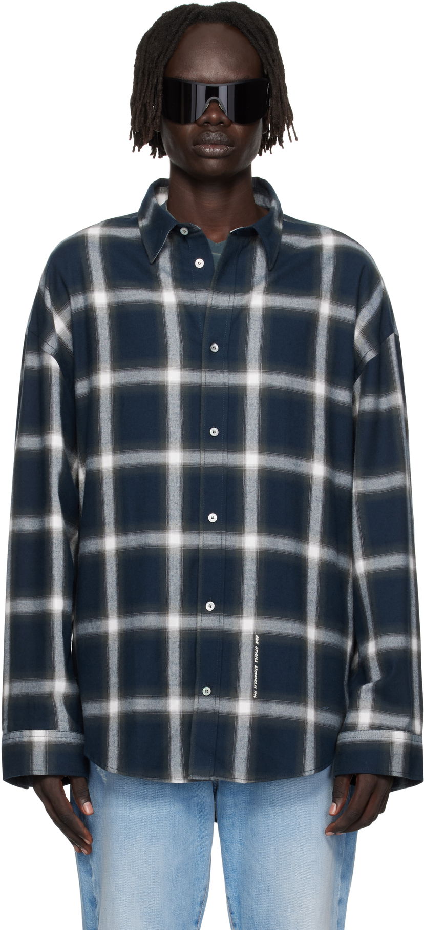 Košulja Acne Studios Plaid Button-Up Shirt Tamnoplava | BB0632-