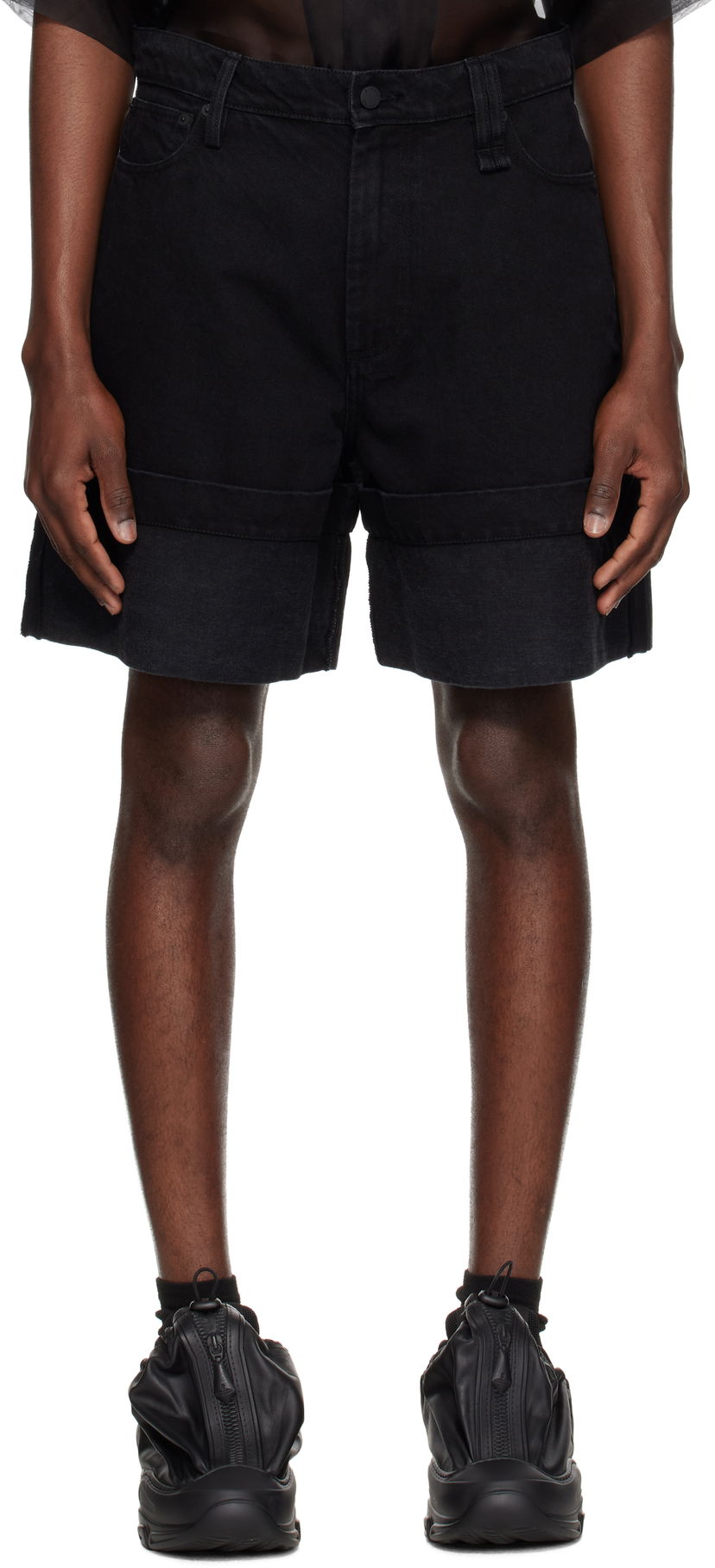 Kratke hlače Simone Rocha Simone Rocha Wide Leg Puddle Denim Shorts Crna | 4138B 1239